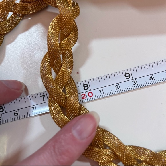 Vintage 80 90 Retro Thick Wide Mobwife Maximalism Gold Chocker Necklace - Picture 12 of 15